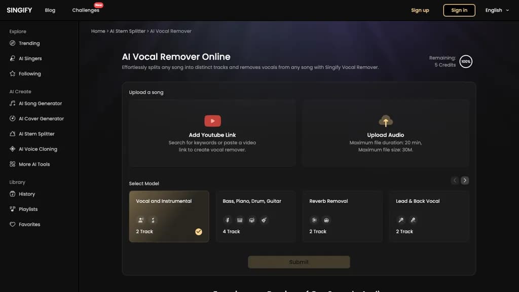 Singify Vocal Remover