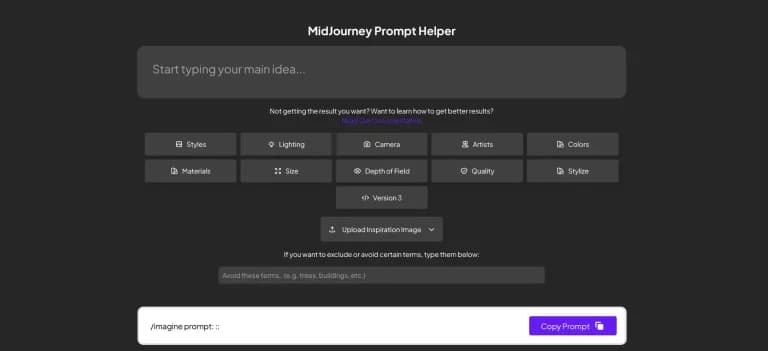 MidJourney Prompt Helper