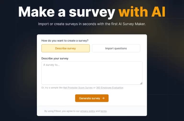 fillout AI Survey Maker